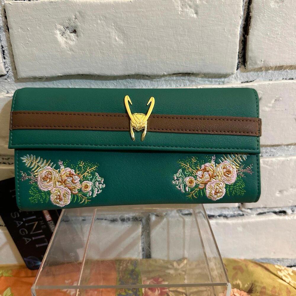 Disney Loungefly Marvel Loki Floral Infinity Saga Full Wallet NWT